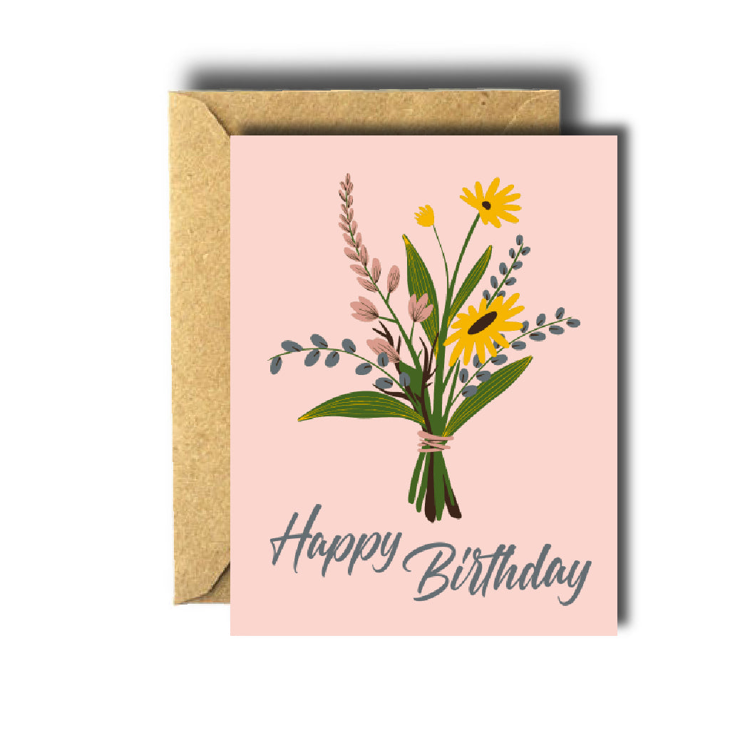 Happy Birthday Flower Bouquet Card | Boxed Set of 8