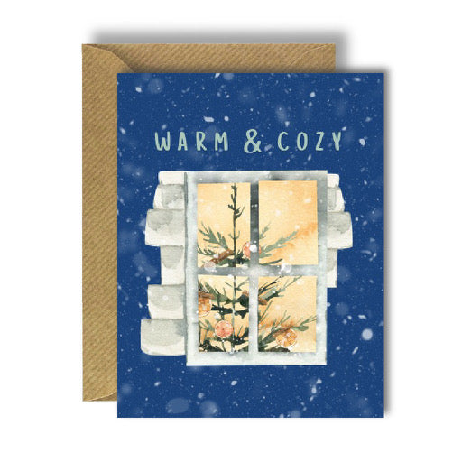 Warm and Cozy Winter Holidays Christmas Greeting Card